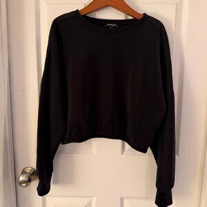 Express Small Black Lightweight Cropped Sweatshirt with Sleeve Accent